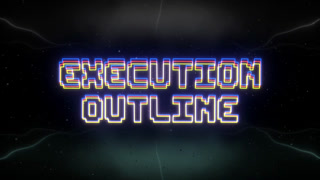 Execution Outline Neon Text With Retro Background