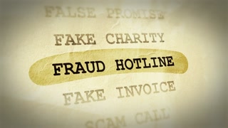 Fraud Hotline Text Highlight Animation Documentary Style Effect