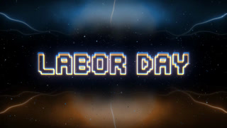 Labor Day Neon Text With Retro Style