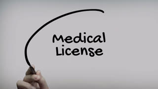 Medical License Hand Writing Text On Glass Screen