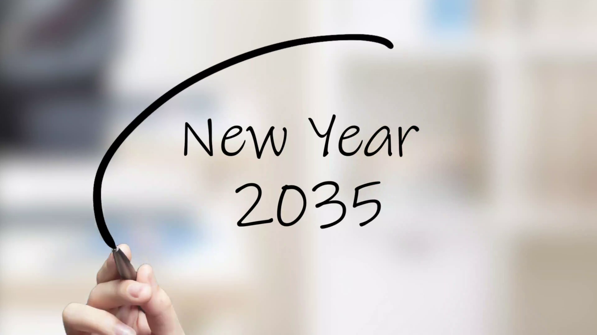 New Year 2035 Handwriting Using Black Marker Stock Footage SBV ...