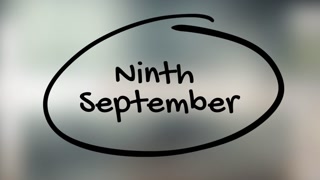 Ninth September Handwriting With Black Marker On Glass Surface