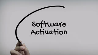Software Activation Hand Writing Text On Glass Screen