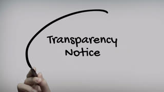 Transparency Notice Hand Writing Text On Glass Screen