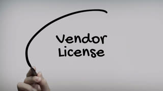 Vendor License Hand Writing Text On Glass Screen