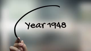 Year 1948 Handwriting With Black Marker On Glass Surface