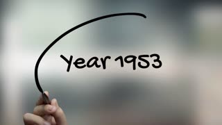 Year 1953 Handwriting With Black Marker On Glass Surface