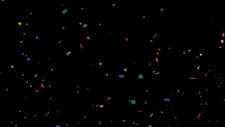 Colorful confetti party popper explosions on black backgrounds, 4K greeting animation