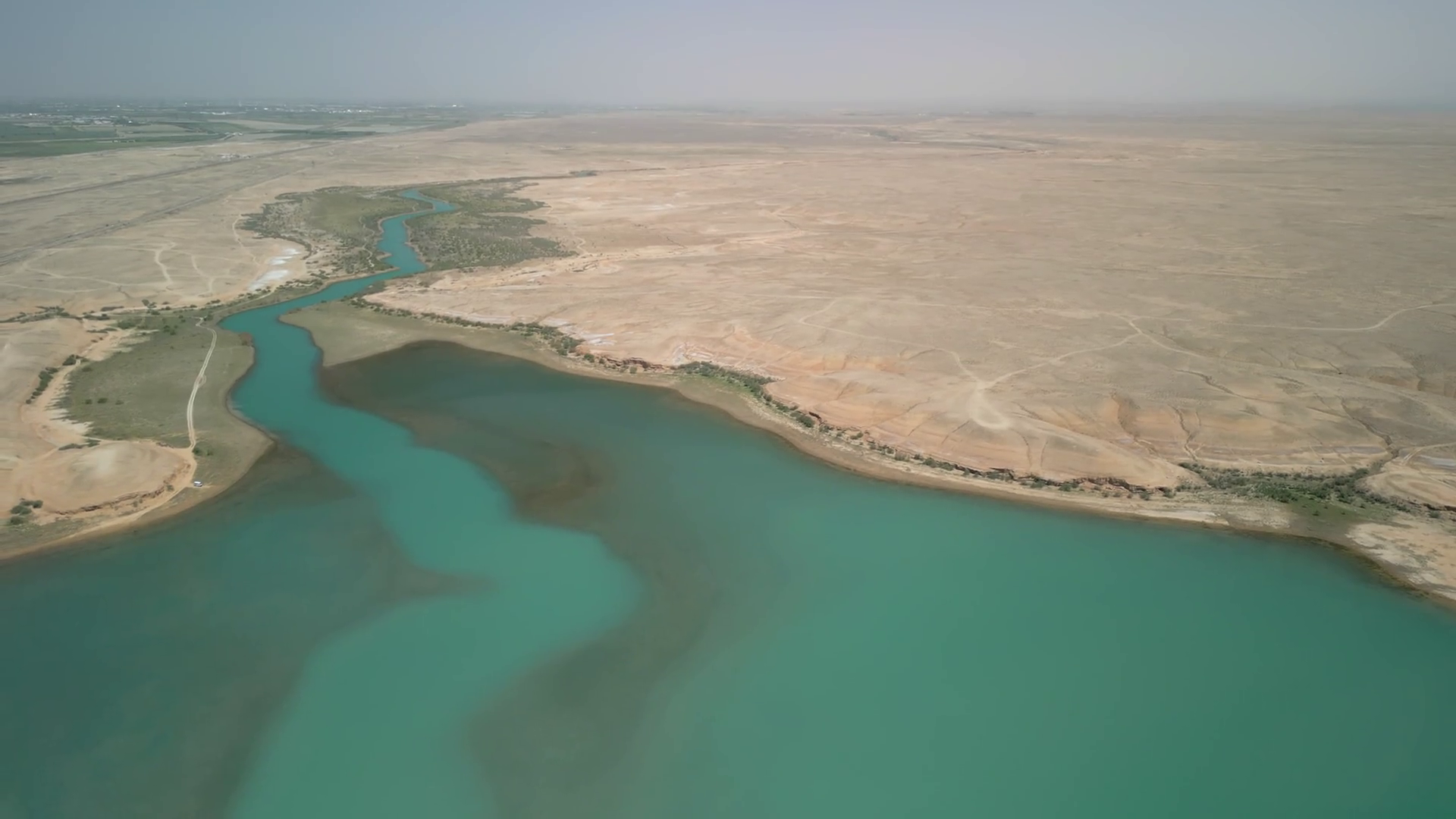 Long Water Channel Winds Toward Reservoir's Stock Footage SBV-352308185 ...