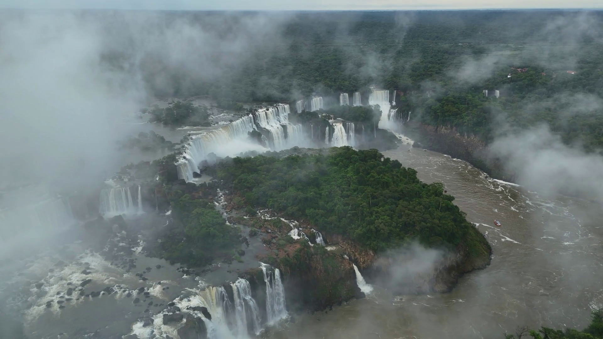 Aerial View Of Lush Rainforest Encircling Stock Footage SBV-352357344 ...