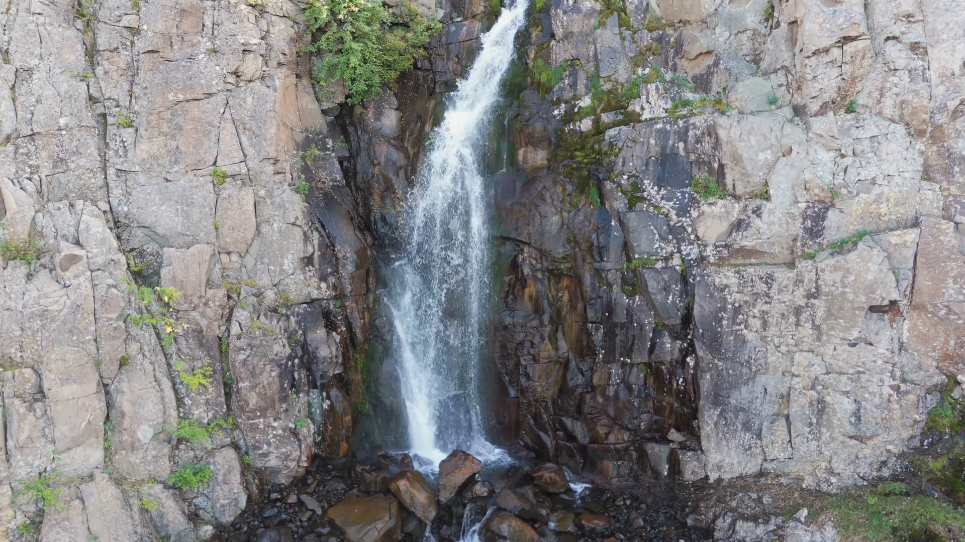 Aerial View Of Vertical Basalt Waterfall Stock Footage SBV-352941672 ...