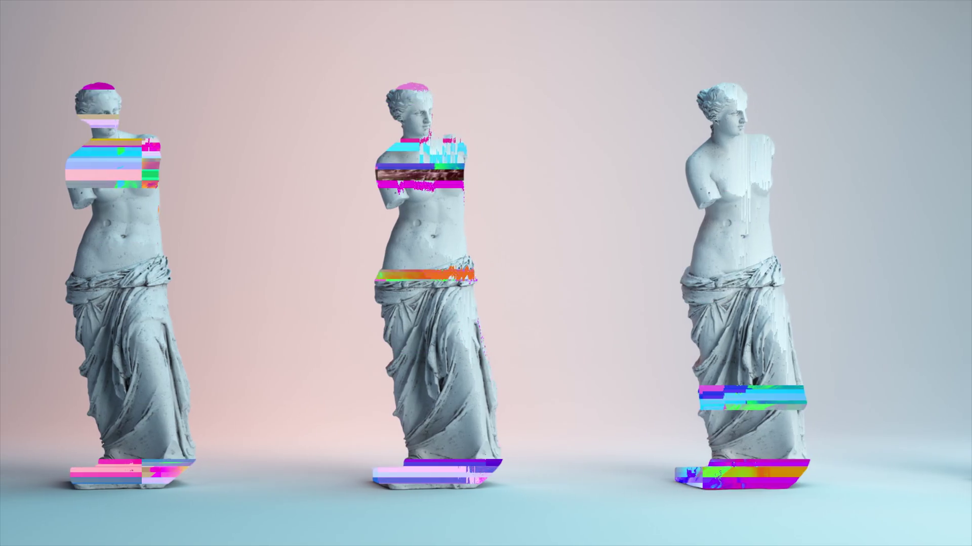 Glitch Of Venus Statues On Light Background Stock Motion Graphics SBV