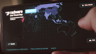 Live cyber threat map, attacked countries are highlighted
