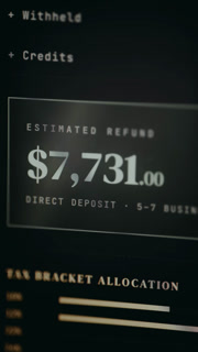 Tax return refund estimate with 5-7 business day processing timeframe