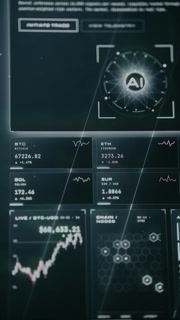 AI-powered market monitoring interface tracking BTC, ETH, SOL and EUR performance