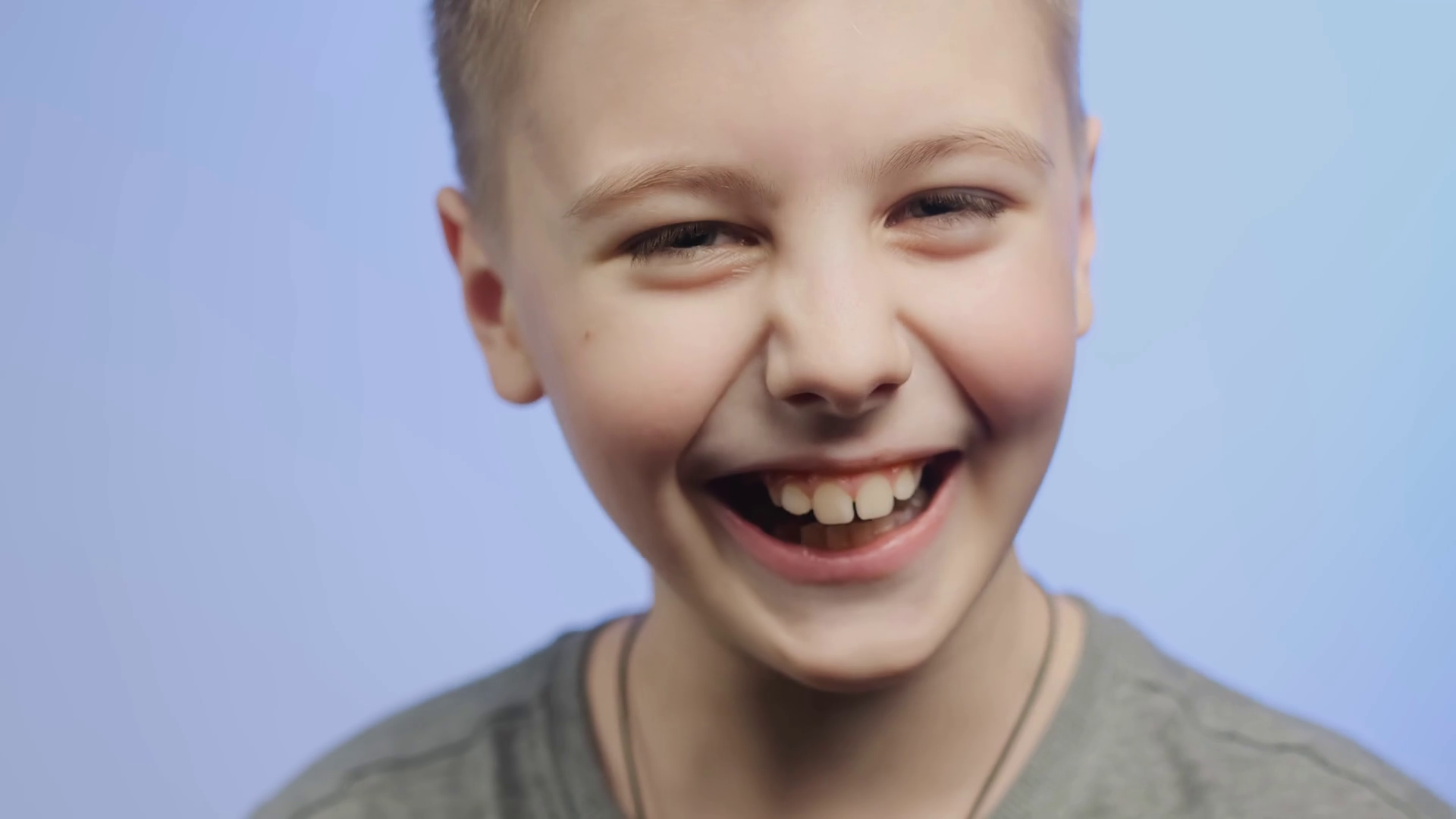 Kid Laughs Caucasian Boy Toothy Smiling On Stock Footage SBV347697786