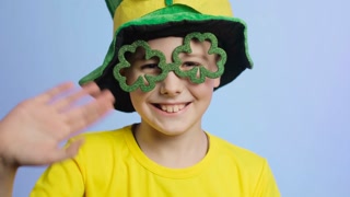 Boy having fun celebrating St Patricks day.