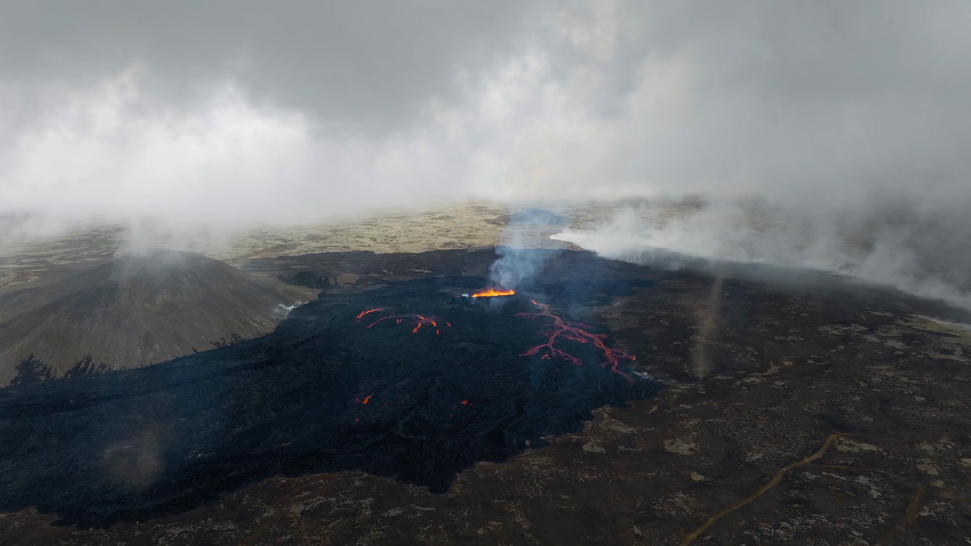 Spectacular Panorama View Of Active Volcano Stock Footage SBV-352124294 ...
