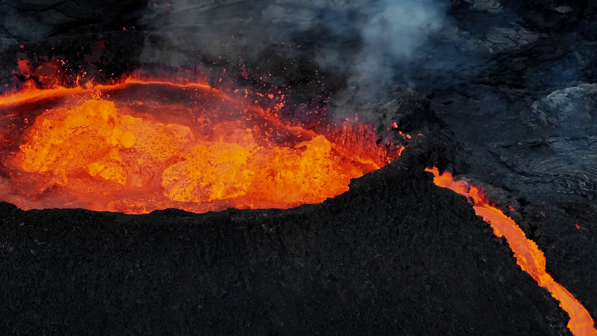Erupting Volcano Red Hot Magma Boiling Stock Footage SBV-352080454 ...