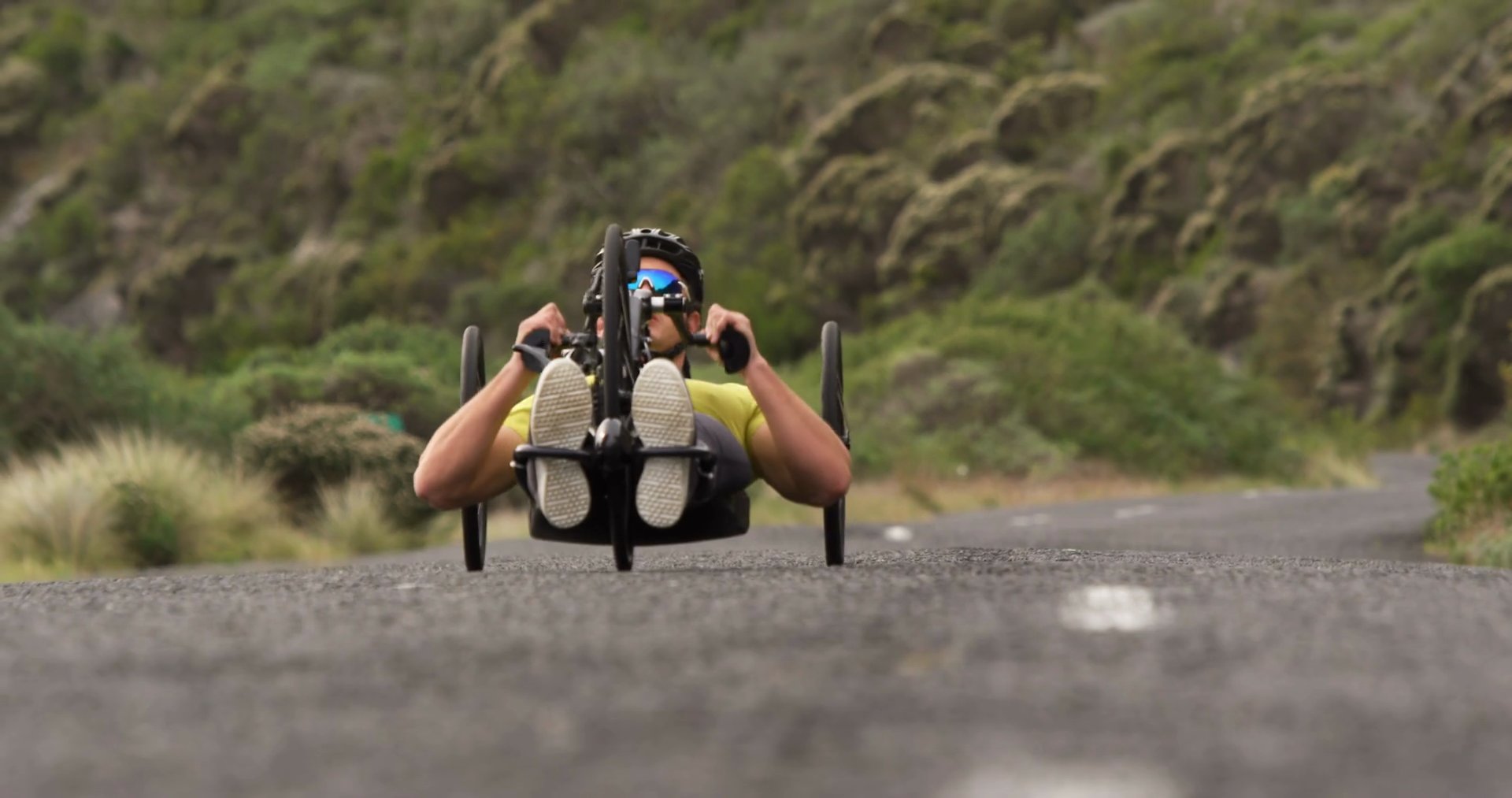Disabled Man Riding Recumbent Bicycle Stock Footage SBV-346592153 ...