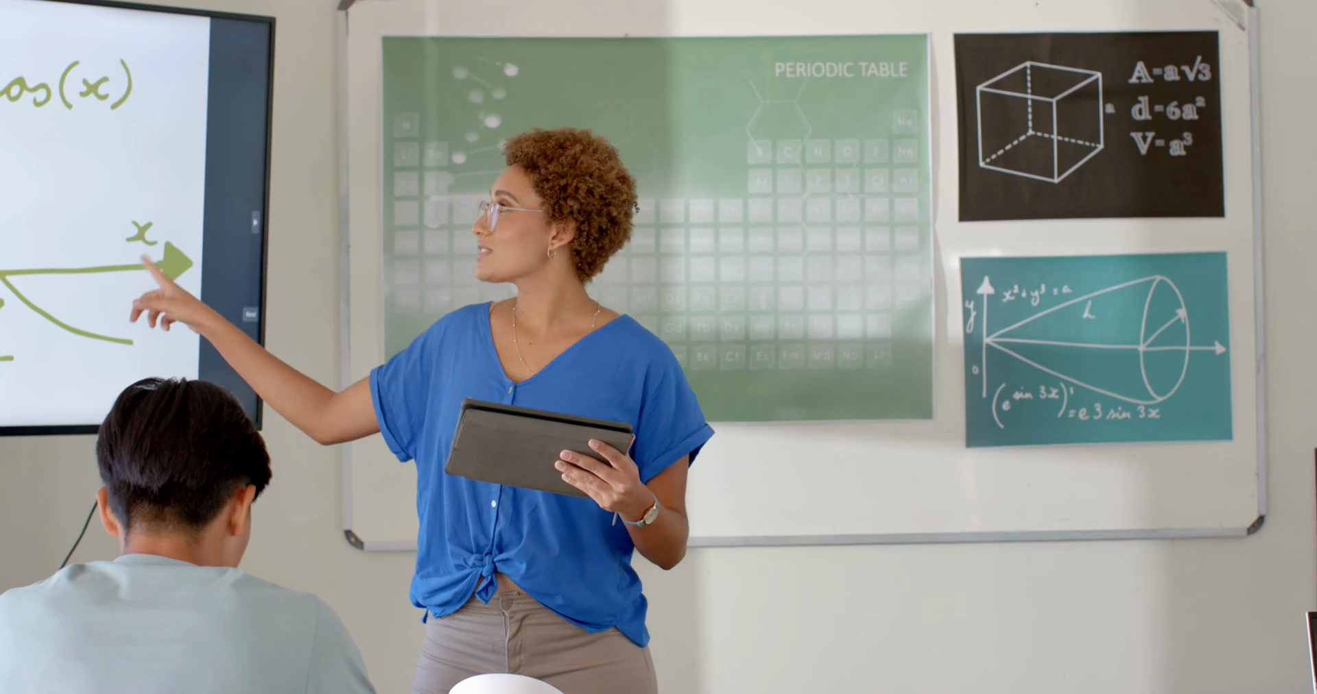 Teaching Math Woman Holding Tablet Pointing Stock Footage SBV-352136888 ...