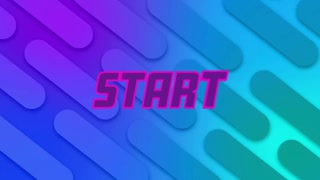 Animation of start text over lines on blue background