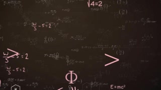 Animating mathematical equations and symbols over dark background