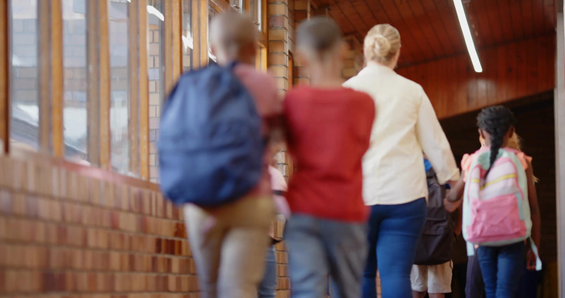 Walking In School Hallway Female Teacher Stock Footage SBV-352074741 ...