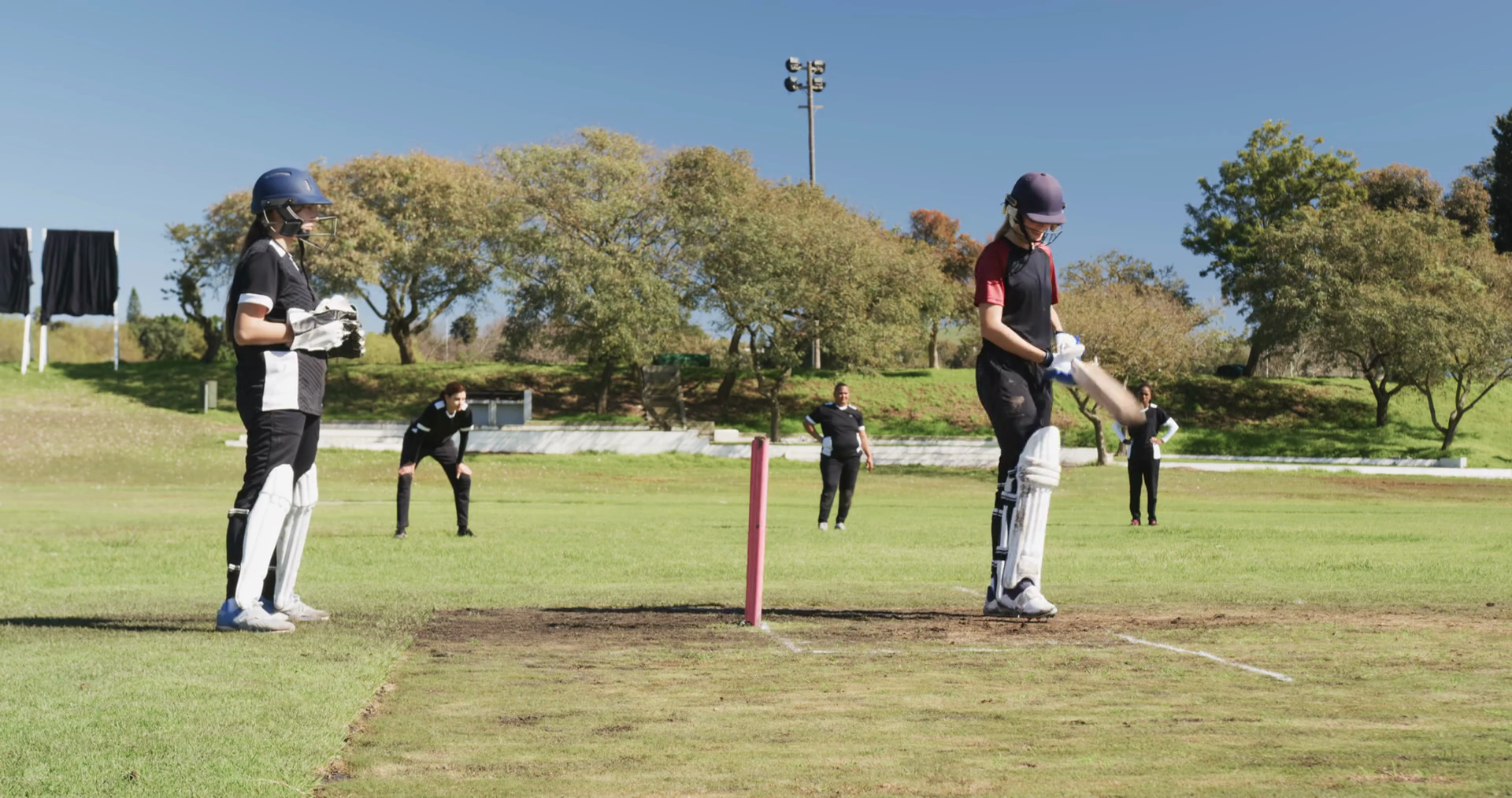 Playing Cricket Female Batter Hitting Ball Stock Footage SBV-352070297 ...