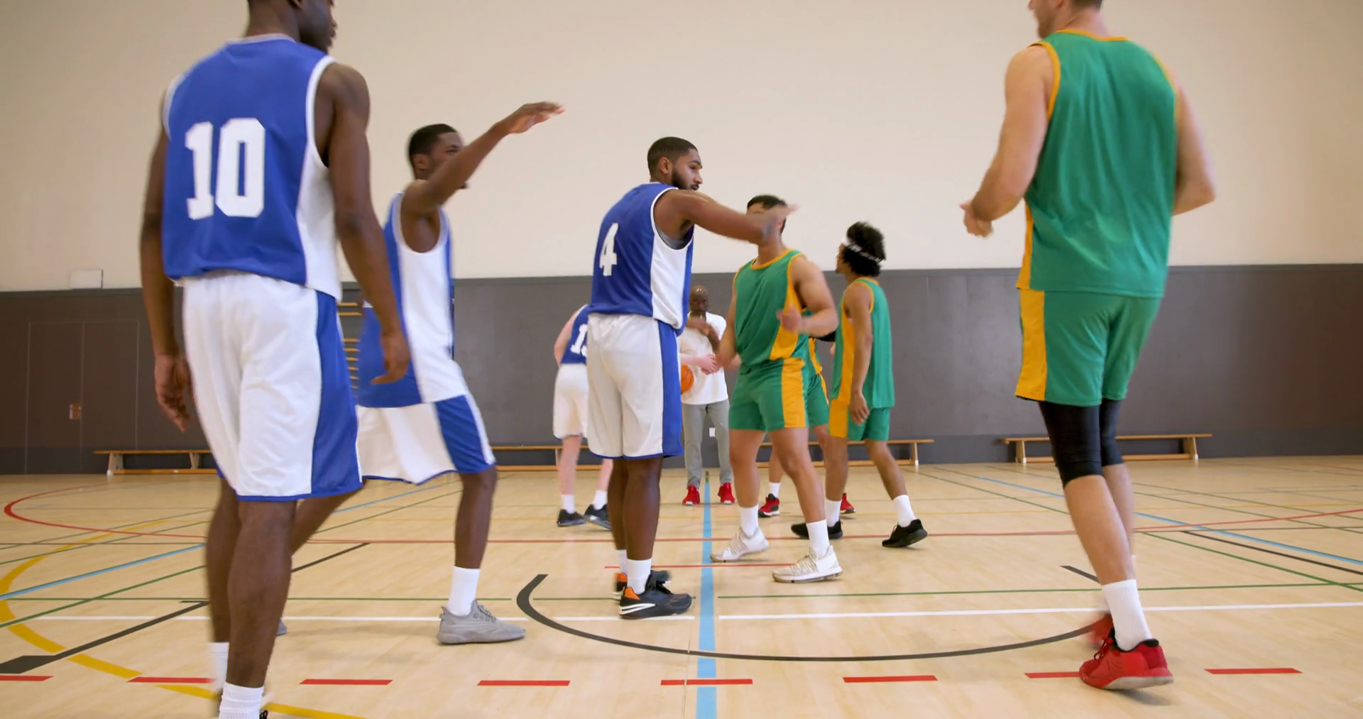 Two Teams Of Multiracial Male Basketball Stock Footage SBV-352064084 ...