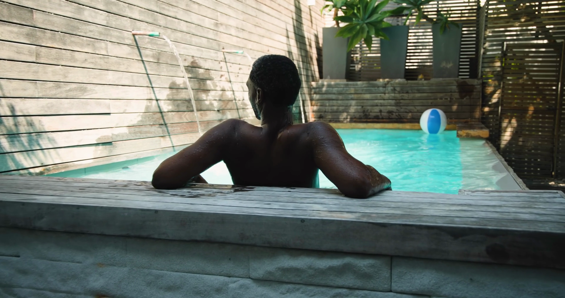 Sitting Swimming Pool African American Man Stock Footage SBV-352270449 ...