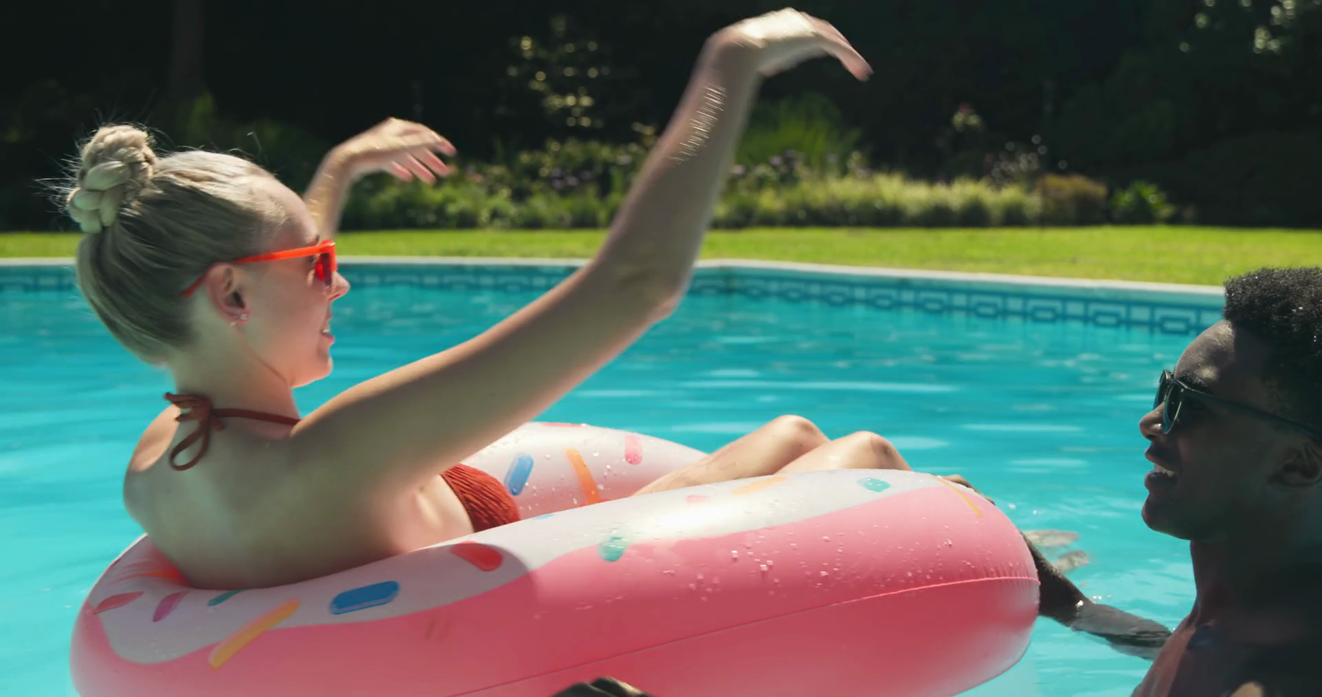 Noticing Float Drifting Diverse Couple Stock Footage SBV-352272214 ...