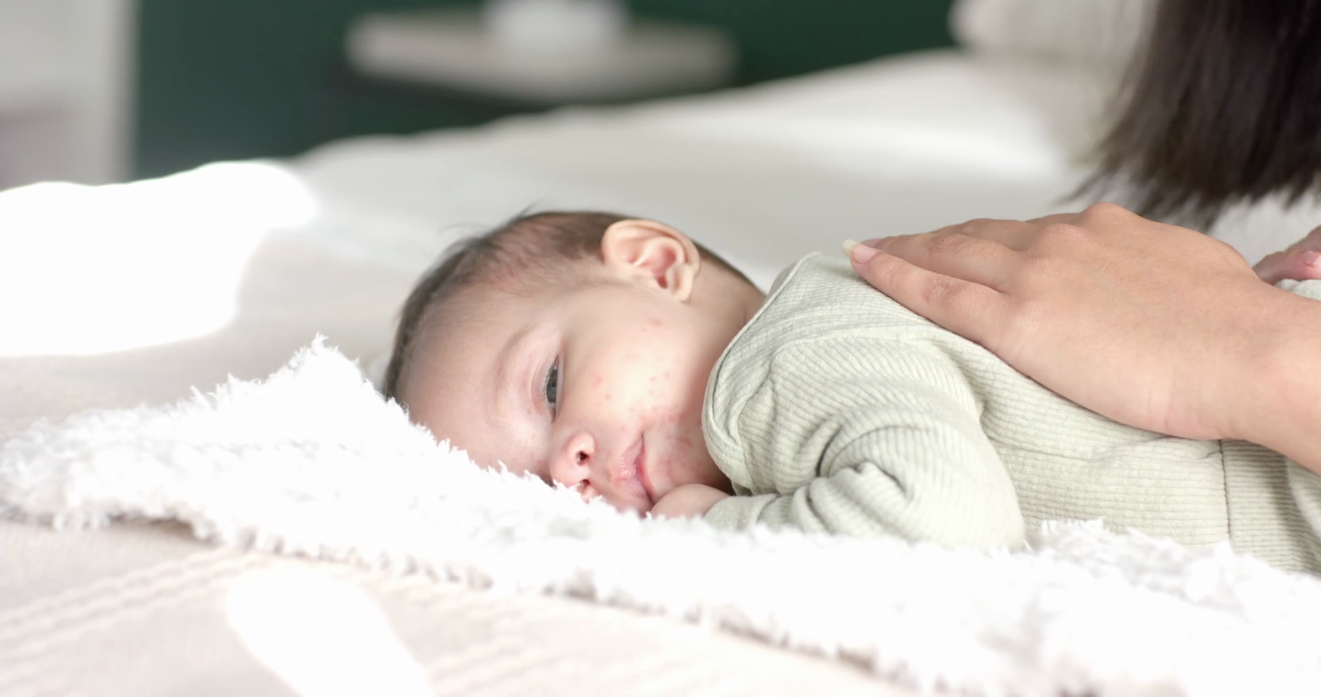 Baby Girl Blinking Triggers Mother Rubbing Stock Footage SBV-352847036 ...