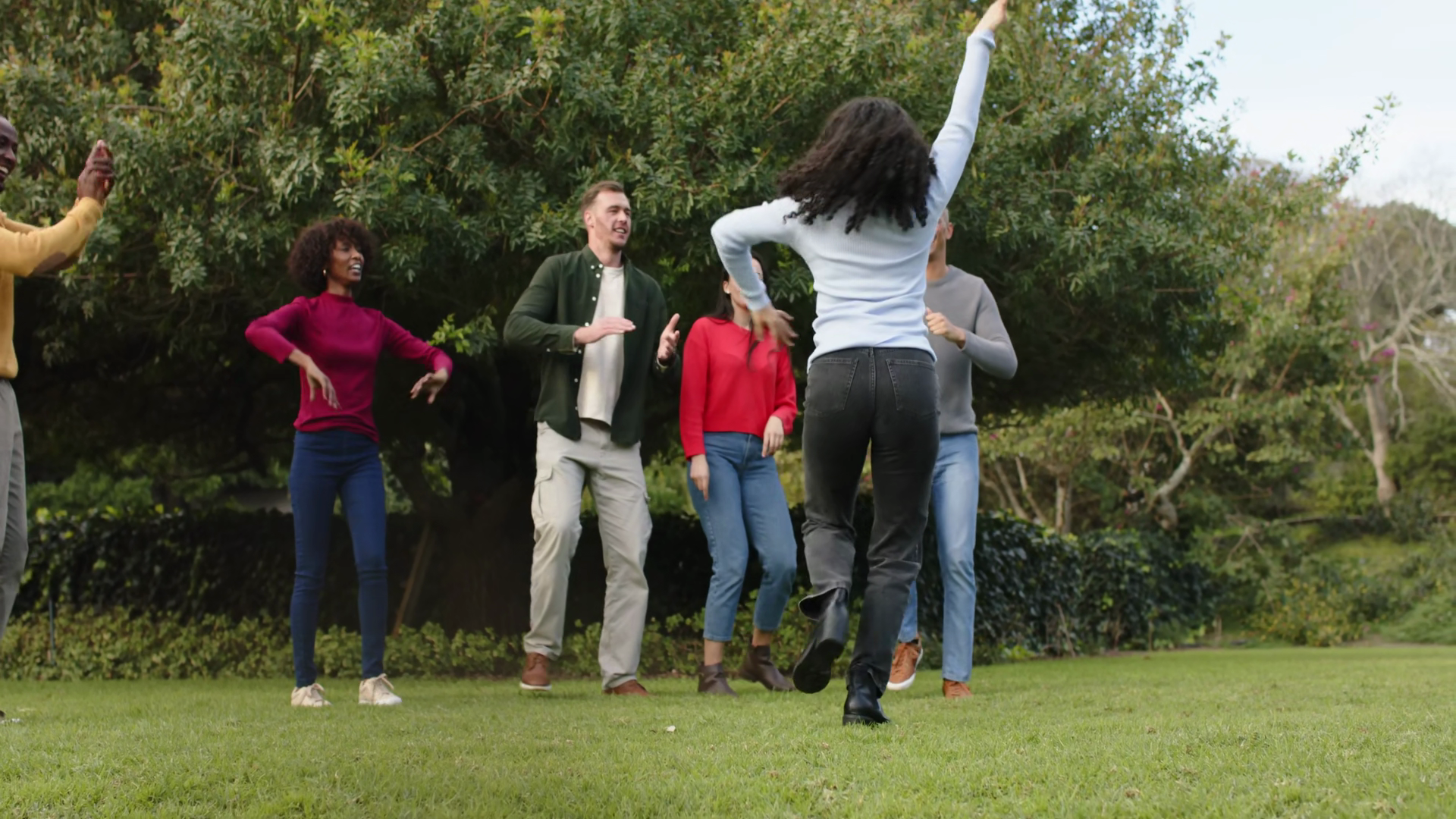 Diverse Friends Clapping Cheering At Lawn Stock Footage SBV-353791171 ...