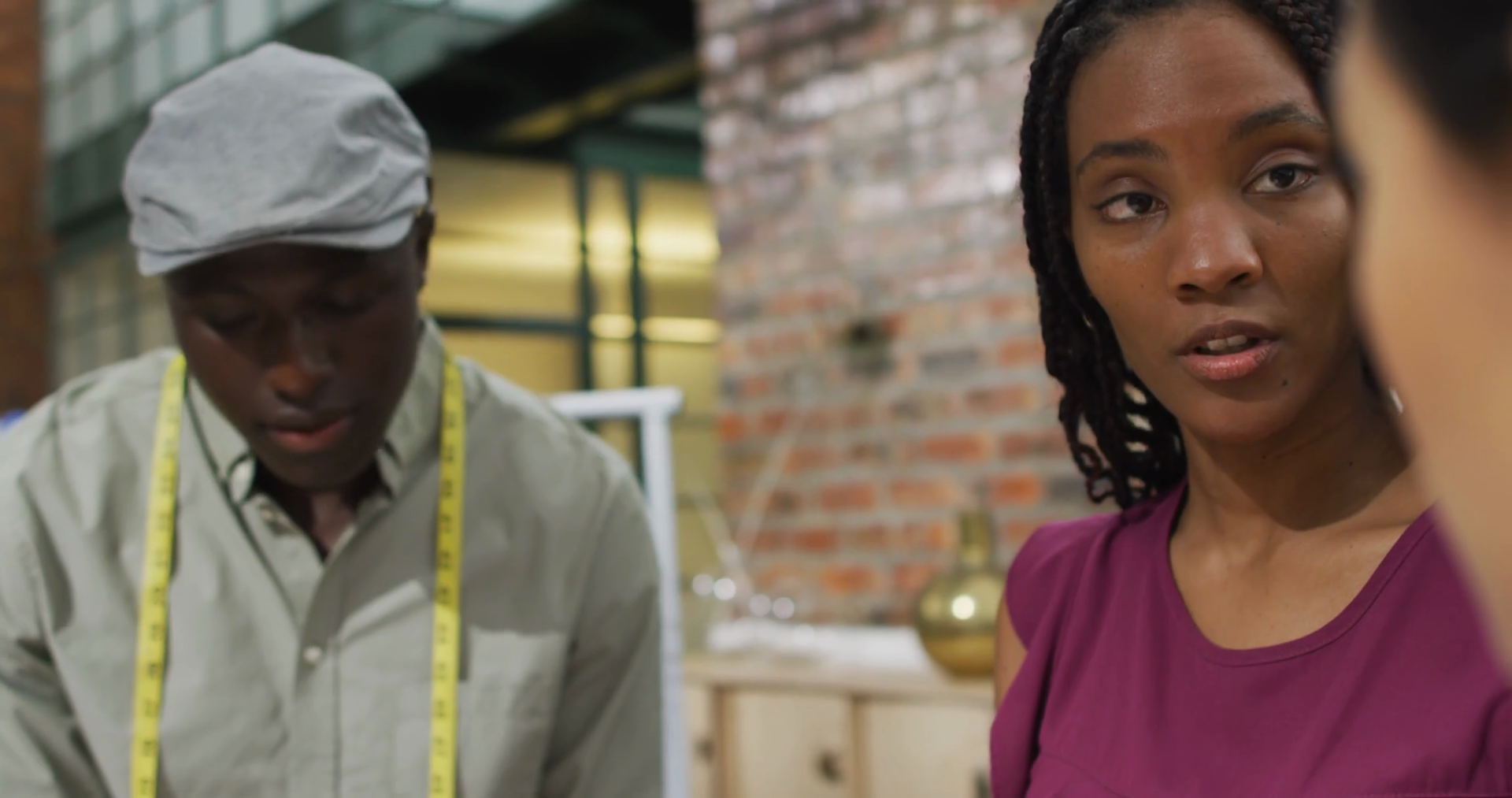 Happy Diverse Fashion Designers Wearing Tape Stock Footage SBV