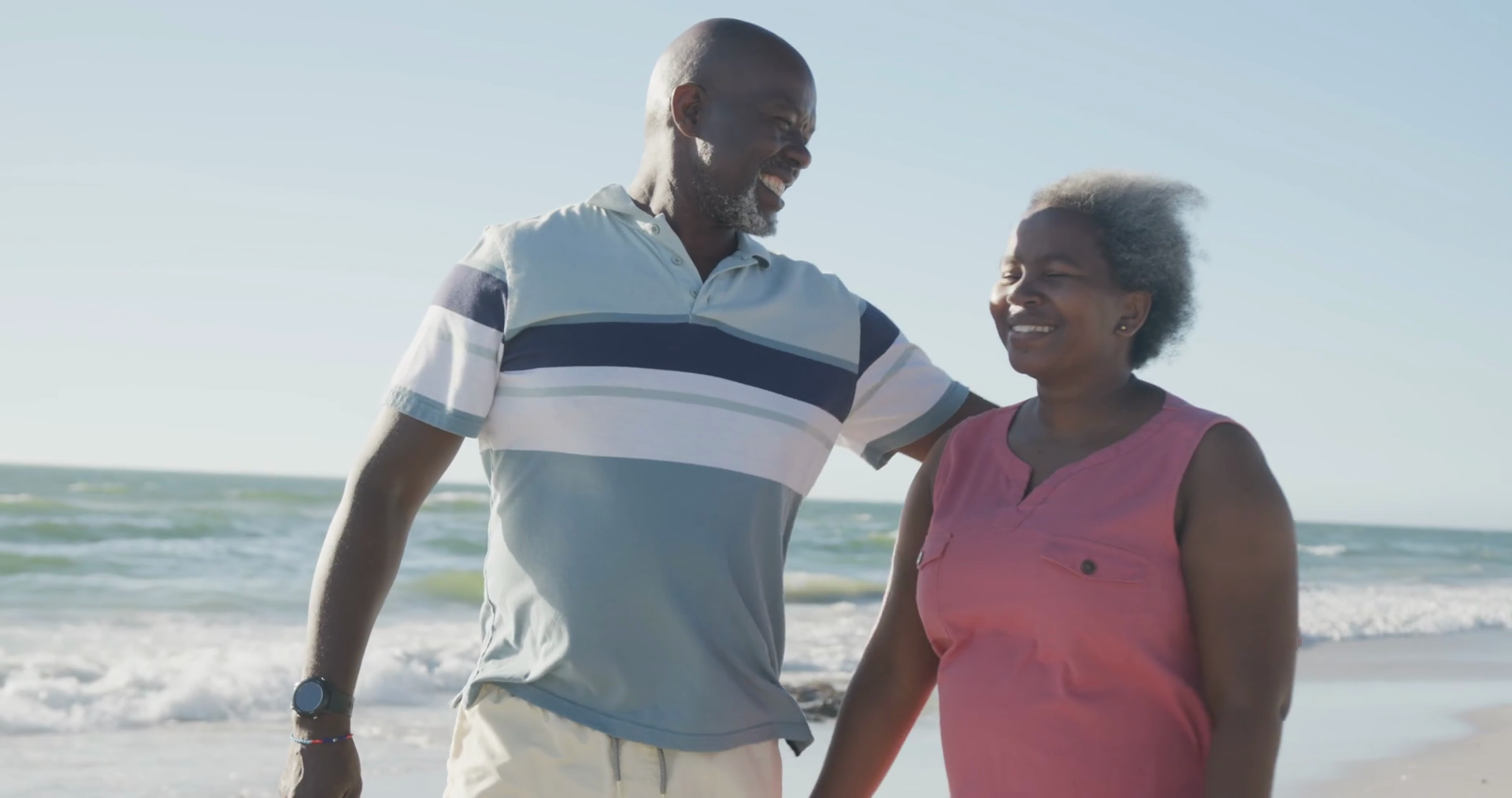 Happy Senior African American Couple Walking Stock Footage SBV ...
