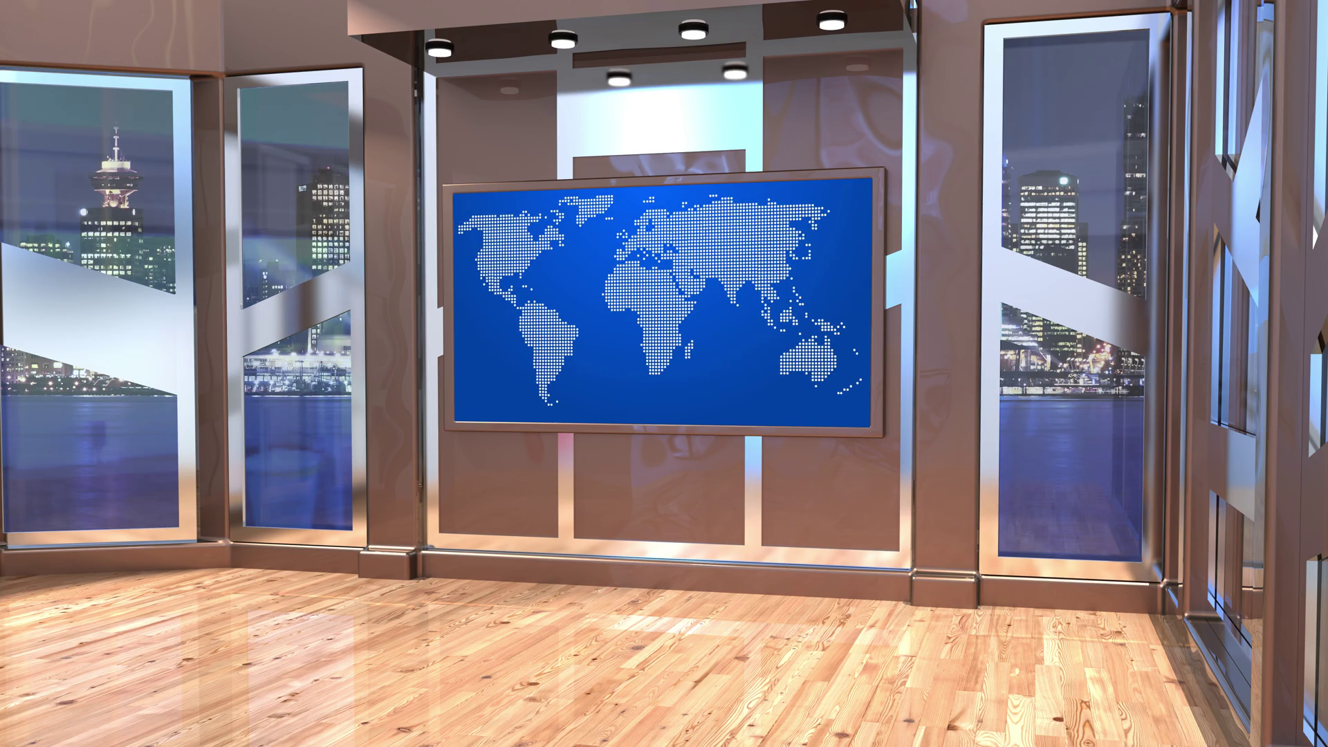 Virtual Studio Set With Blue World Map On Stock Motion Graphics SBV ...