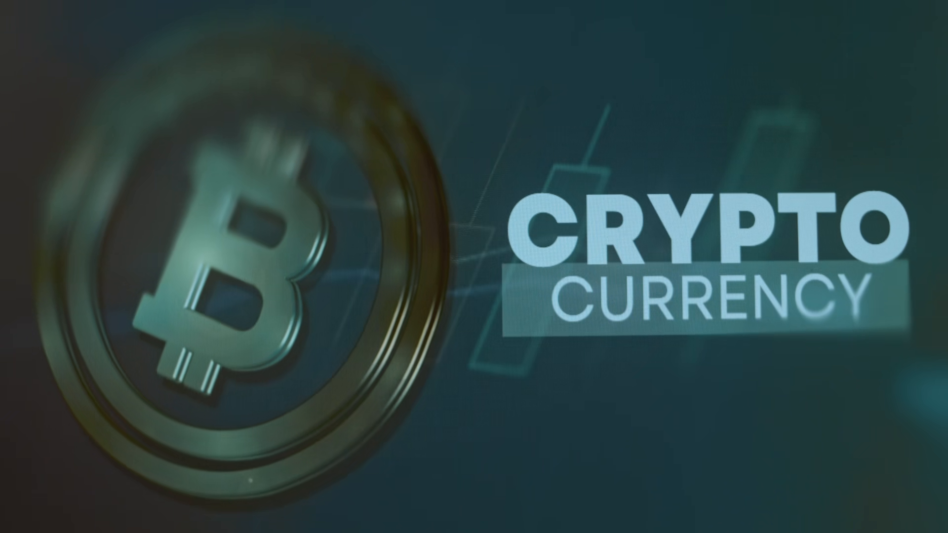 Symbol of Bitcoin and text Crypto Currency