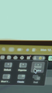 Menu options within a user interface from video editing application