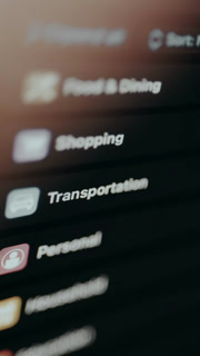 List of app categories from a mobile budgeting application
