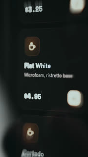 Coffee ordering app UI displaying a Flat White option