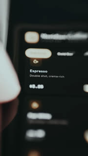 Mobile app UI with options for purchasing coffee