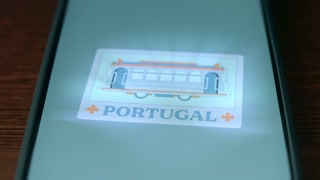 Portugal postcard with vintage tramway, presentation