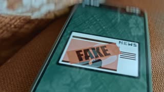 Fake Stamp over TV News, fake news, presentation