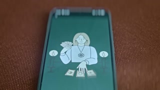 Fortune teller with Tarot cards in hand, presentation