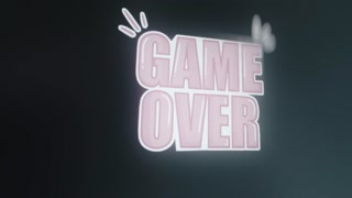 GAME OVER text displayed in a light pink font