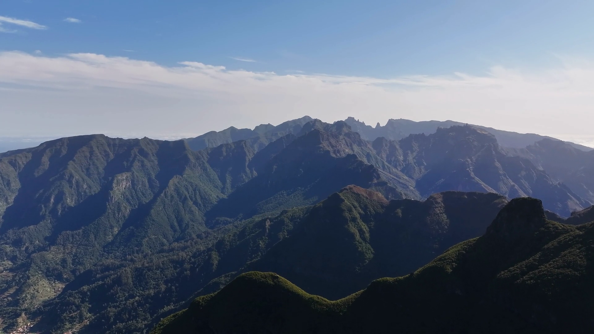 Broad Verdant Ridge With Shadowed Summits Stock Footage SBV-353172440 ...