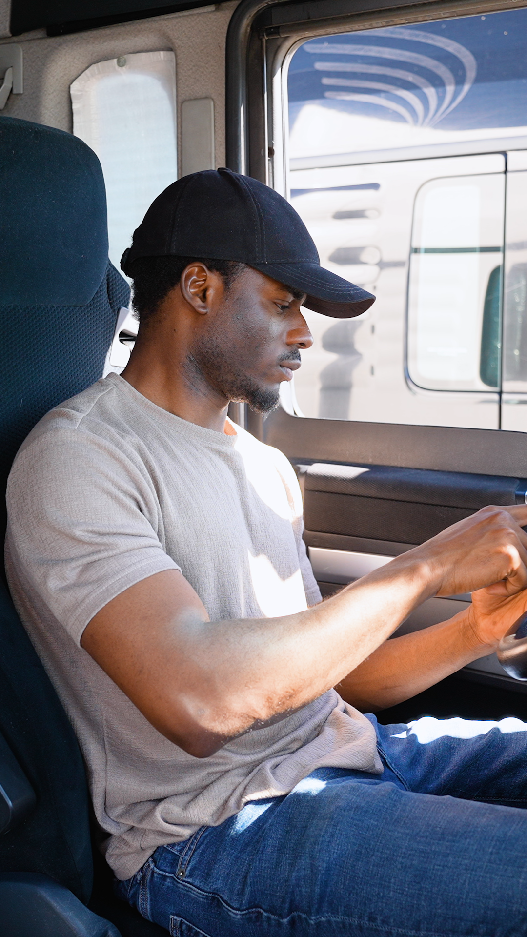 African American Truck Driver Using Truck Stock Footage SBV-353445587 ...