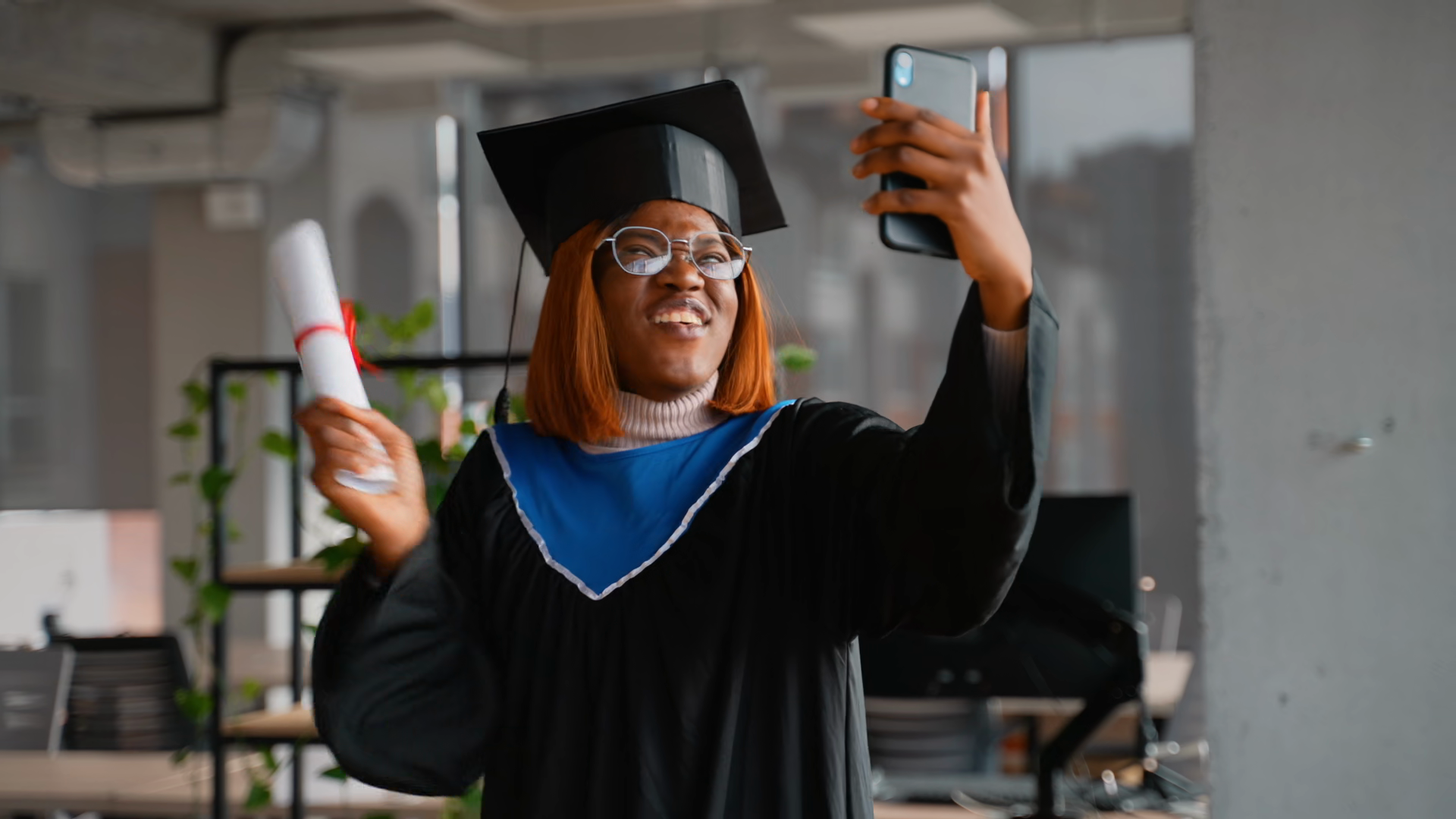 Happy Graduate Calling Parents Graduation Stock Footage SBV-353807664 ...