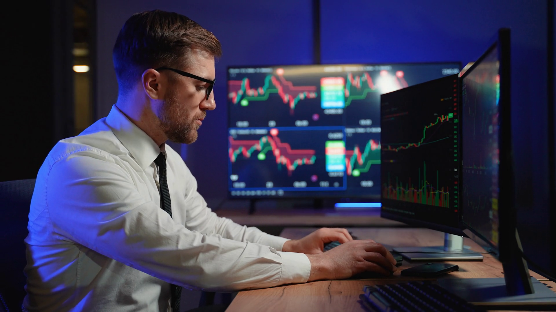 Side View Of Stock Market Broker Candles Stock Footage SBV-352995706 ...